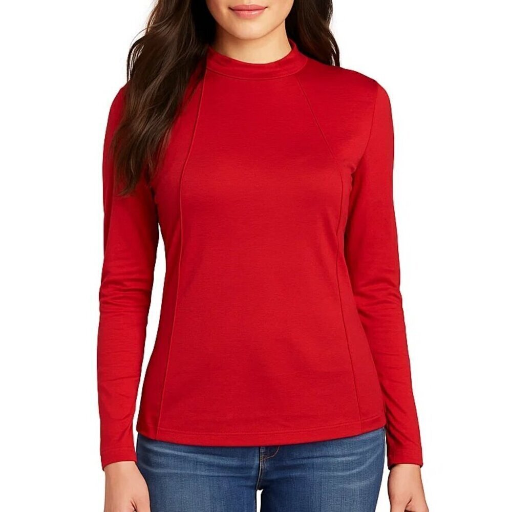 SHEIN Women's Size Red Mock Neck Stretchy & Soft Long Sleeve Top NWT